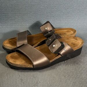 Naot Women’s Ashley Metallic Leather Strap‎ Wedge Sandals Size 9 US 40 EU